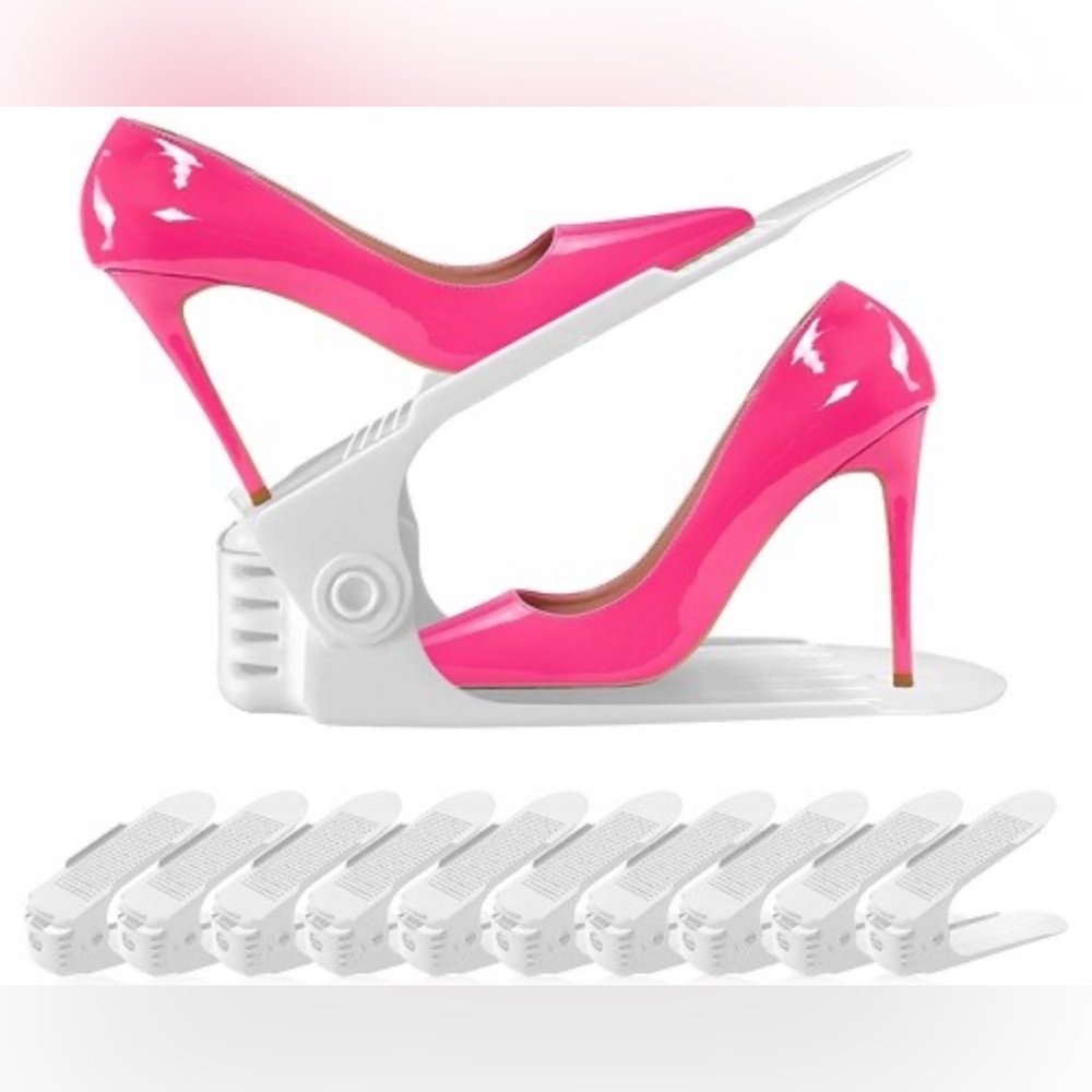 Adjustable Shoe Slots Organizer 6-Pack | Shoe Stacker Space Saver White